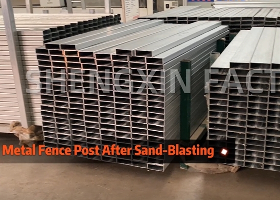 Metal Fence Post After Sand-Blasting